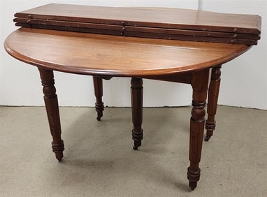 Vict. Walnut Drop Leaf Table 48" Diam. w/3- 12" Leaves
