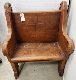 Oak Pew 37" H X 29 1/2" W X 16 1/2" D