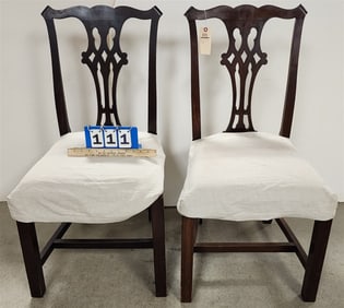 Pr. Centennial Mahog Chippendale Style Side Chairs 36 1/2" H X 19" W X 16" D