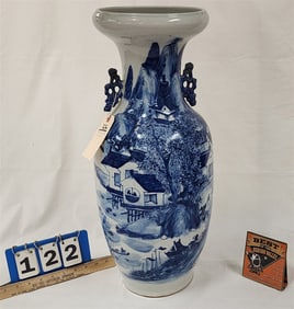 19th C Chinese Blue + White Porcelain Vase