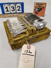 Bx'd Set 12 Whiting "Alhambra" Sterl. Tea Spoons 1880 7.16 ozT