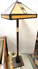 Arroyo Craftsman Pasadena Floor Lamp Copper + Slag Glass 5' H X 19" Sq.