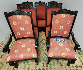 Set 10 Mahog Dining Chairs 44" X 23" W X 19" D