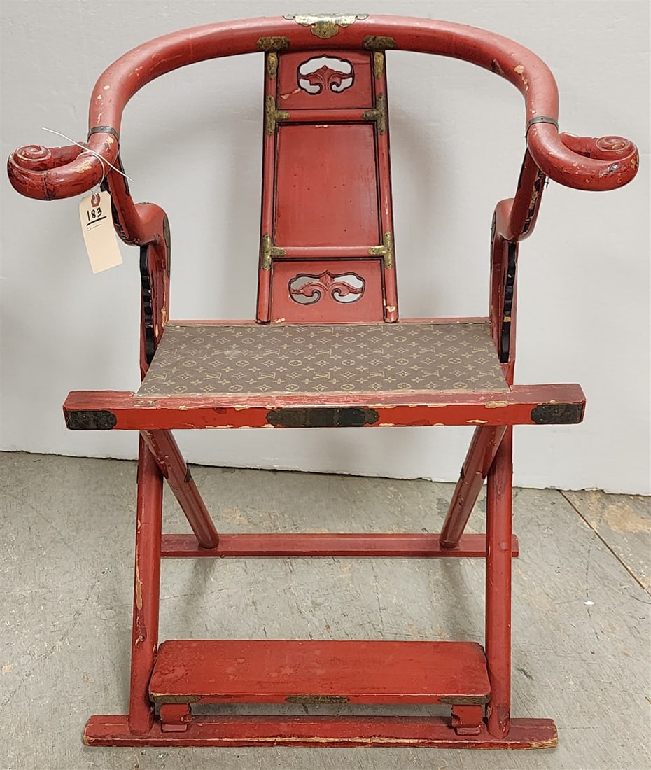 Chinese Folding Chair 38" H X 29" W X 12" D (1 of 8)