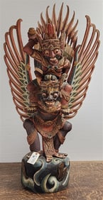 Indo Carved Wood Sculpture - Garuda 4' H X 28" W