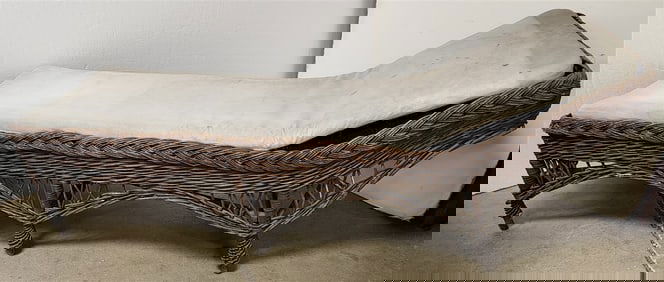 Vintage Woven Cane Lounge 28" H X 69" L X 25 1/2" W