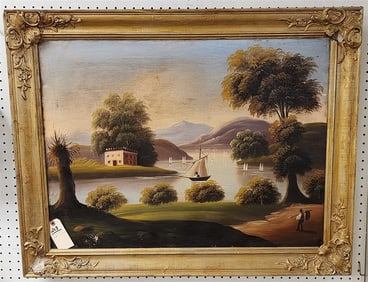 Framed O/C Hudson River Landscape 24" X 32" w/Frame 29 1/2" X 38"