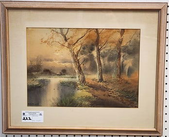Framed W/C Landscape Sgnd 10 1/4" X 14 1/2" w/Frame 17" X 21"