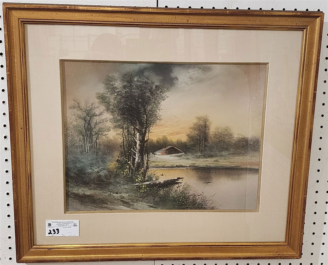 Framed Pastel Landscape Sgnd E.N. Russell 13" X 17" w/Frame 22" X 25 1/2" (1 of 2)