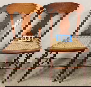 Pr.19th Cane Seat Chairs 34" H X 17" W X 15" D