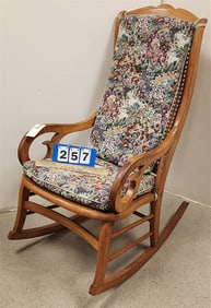 19th C Cane Back + Seat Rocker 42 1/2" H X 22" W X 16" D