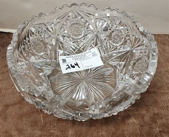 Sgnd Libbey Cut Glass Bowl 3 1/2" H X 8" Diam.