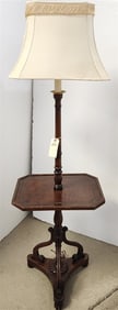 Mahog Floor Lamp w/Table Base 5' H X 19" W X 15" D