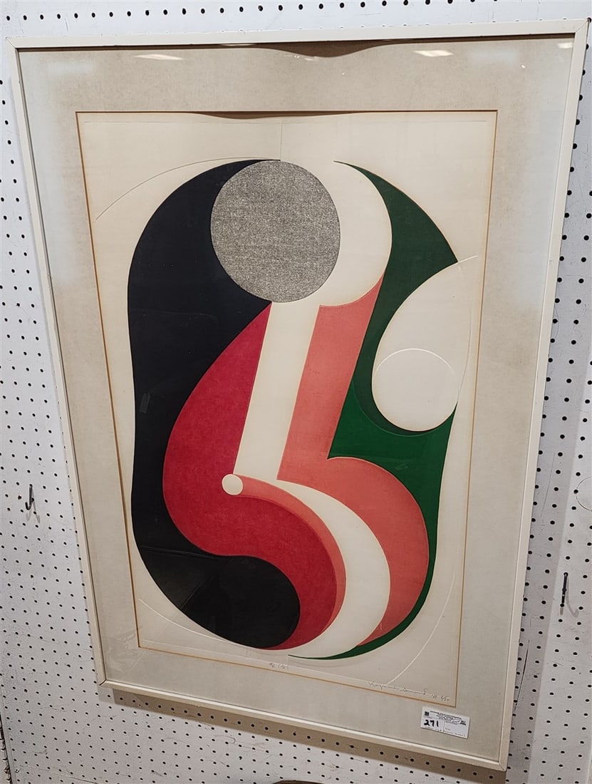 Framed Litho Abstract Sgnd Kazumi Armand '68 6/50  32 1/2" X 21" w/Frame 40" X 28" (1 of 4)