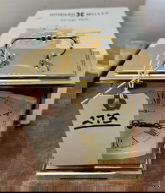 New Bx'd Howard Miller Brass Carriage Clock w/Westminister Chime 6 1/2" H X 4 1/2" W X 2 1/2" D