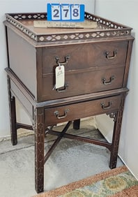 Mahog. Fall Front 1 Drawer Stand 31 1/2" H X 19" Sq.