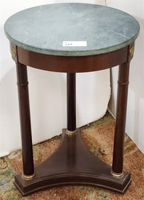 Cherry Marble Top Tripod Base Stand 25" H X 18" Diam.