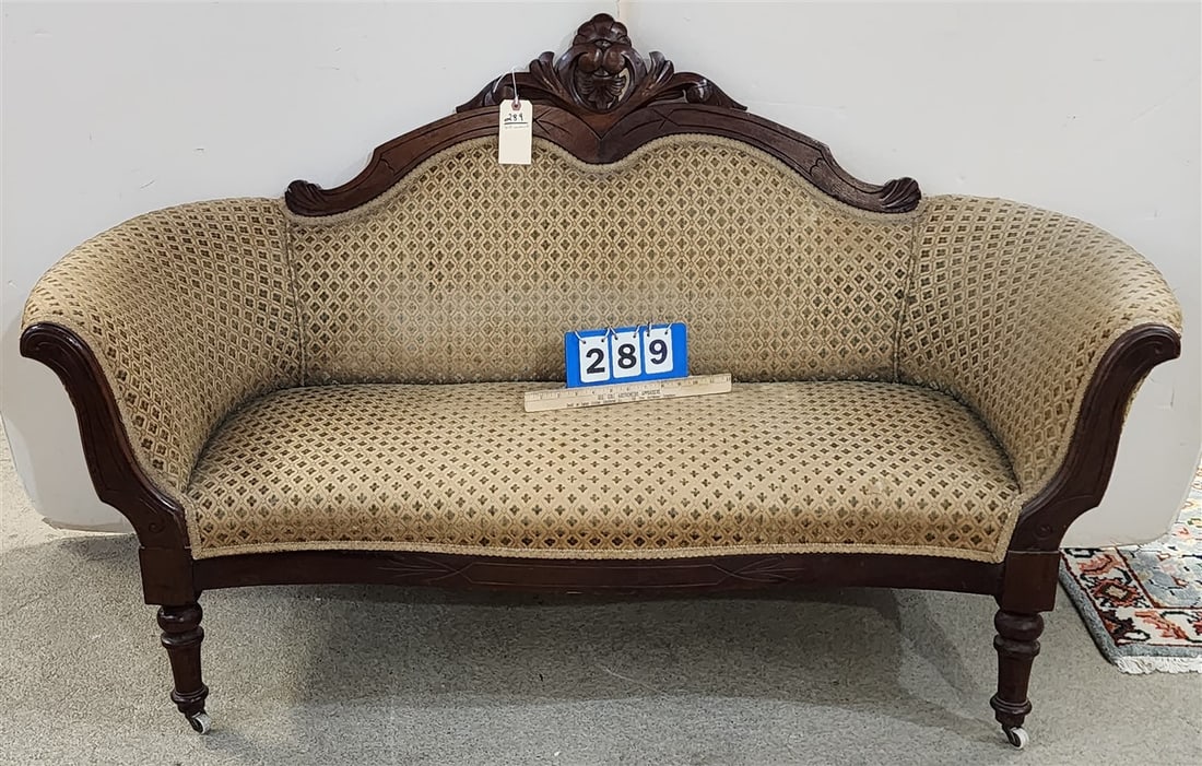 Vict. Walnut Settee 34" H X 4'10" W X 16" D: Vict. Walnut Settee 34" H X 4'10" W X 16" D