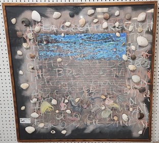 Framed Mixed Media "Shells" Sgnd George Miller 35" Sq. w/Frame 36 1/2" Sq.