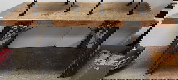 Work Bench 2 w/Vice 34" H X 82" W X 35 1/2" D