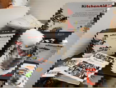 Kitchen Aid Artisan Mini Mixer + Bx Attachments Slicer/Shredder, Food Grinder, Spiralizer w/Peel