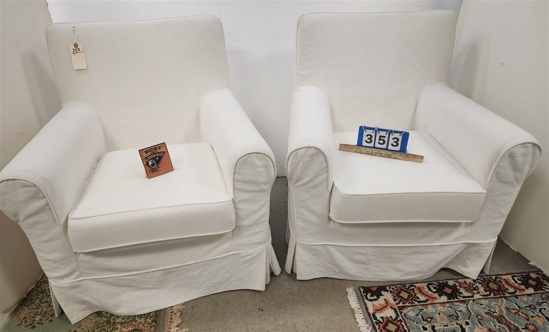 Pr. Uphols. Club Chairs 34" H X 31" W X 22" D (1 of 3)