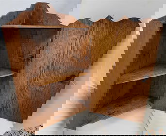 Vintage Oak Corner Medicine Chest 27 1/2" H X 16" W X 10 1/2" D