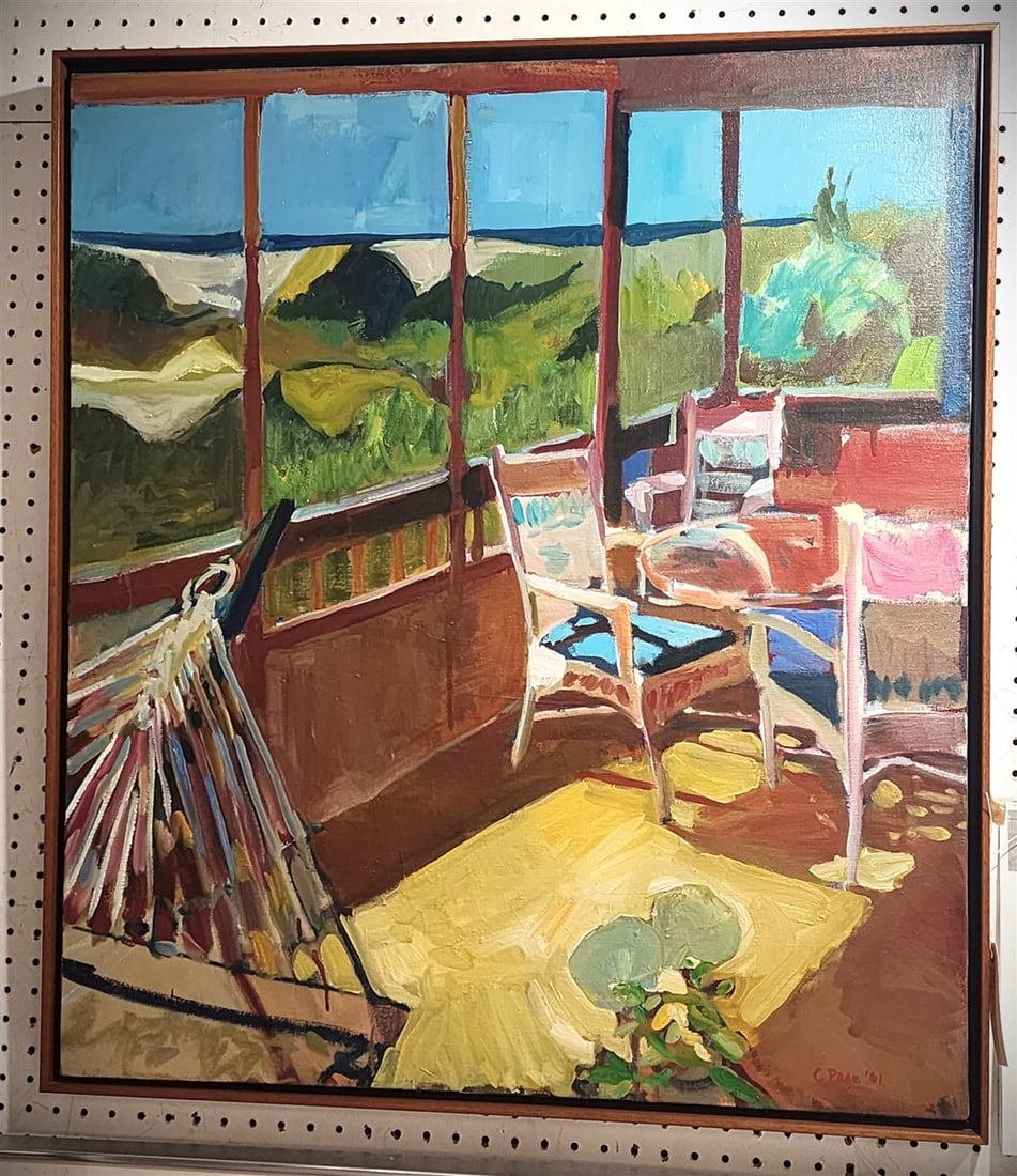 Framed O/C Beach House Sgnd C. Page '61  34" X 30" w/Frame 35 1/4" X 31 1/4" (1 of 2)