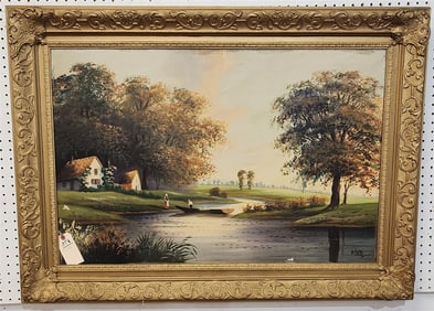 Framed O/C Landscape Sgnd H. Pinto 25" X 37" w/Frame 32" X 44"