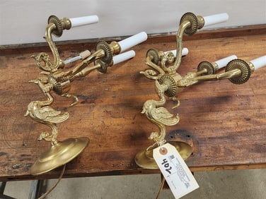 Pr. Brass 4 Light Sconces 16" H 11" W X 12" D