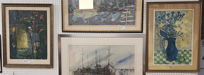 Lot 2 Framed 1960's Lithos Floral Still Lives Sgnd Sid Rechetti 24" X 16" w/Frame 30" X 22 1/2" +