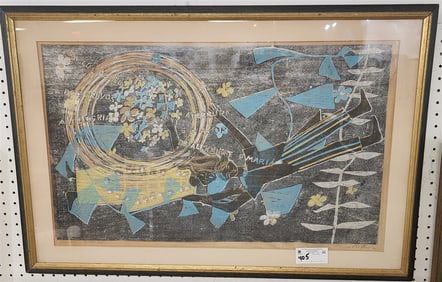 Framed 1965 Pencil Sgnd Litho De Alexandre E Maria Sgnd Frank Bethof 18 1/2" X 29 1/2" w.Frame 24" X