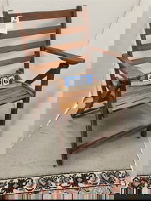 Oak Folding Arm Chair 32" H X 22" W X 16" D