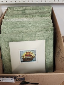 Bx 9 Framed Etchings Sgnd Danielle Desplan 3- 3 1/4" X 4" w/Frame 13" X 11" 6- 3 1/4" X 2 1/2"