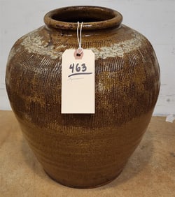 Korean Pottery Vase 12 1/2" H X 11" Diam.