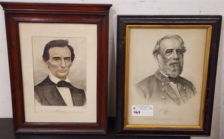 Framed Currier + Ives Gen. Robert E. Lee 13" X 9 1/2" w/Frame 16" X 13" + Framed Repro Currier