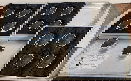 Tray 14 Wedgewood Basalt Place Card Holders 3/4" H X 1 1/2" Diam.