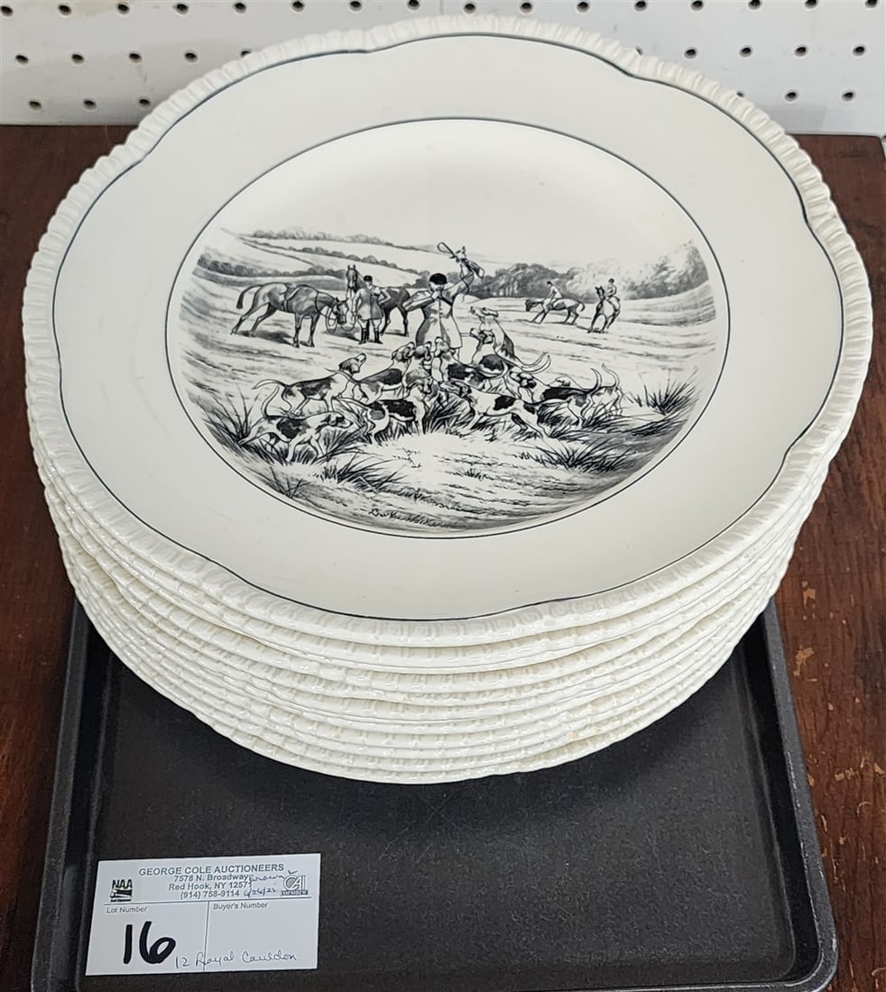 Tray 12 Royal Cauldron Fox Hunt Plates  10 3/4" Diam. (1 of 6)