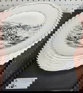 Tray 12 Royal Cauldron Fox Hunt Plates 10 3/4" Diam.: Tray 12 Royal Cauldron Fox Hunt Plates 10 3/4" Diam.
