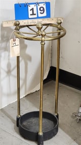 Brass + Cast Iron Umbrella Stand 2' H X 10" Diam.