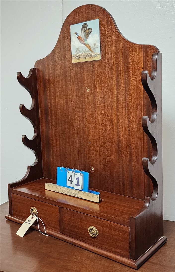 Mahog. 2 Drawer Gun Rack 36" H X 27 1/2" W X 8 3/4" D: Mahog. 2 Drawer Gun Rack 36" H X 27 1/2" W X 8 3/4" D