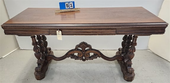Tudor- Duplex 20's Mahog Library/Dining Table Combo 31" H X 5' W X 24 1/2" D Closed, 40 1/2" D Open