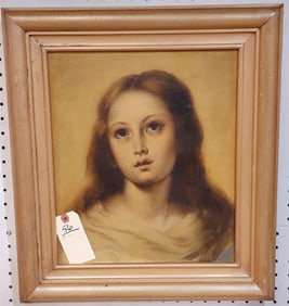 Framed 19th C O/C Portrait Of A Woman 15" X 12 1/2" w/Frame 20" X 18" Unsgnd