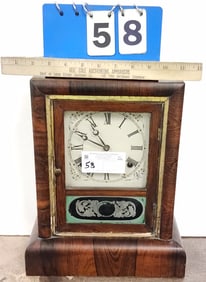 19th C Gilbert Rosewood Mantel Clock 13 1/2" H X 11" W X 5" D