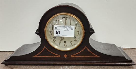 Seth Thomas Mahog Tambour Clock 9 1/2" H X 21 1/2" W X 5 3/4" D