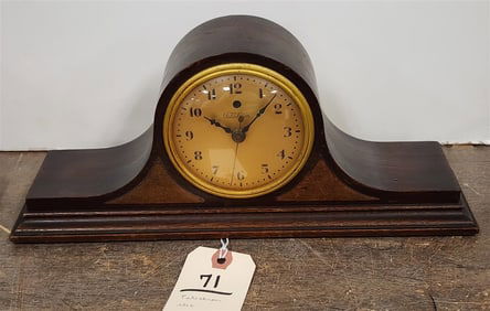 Telechron Elec. Mahog Tambour Clock 5 1/2" H X 13" W X 3 1/2" D