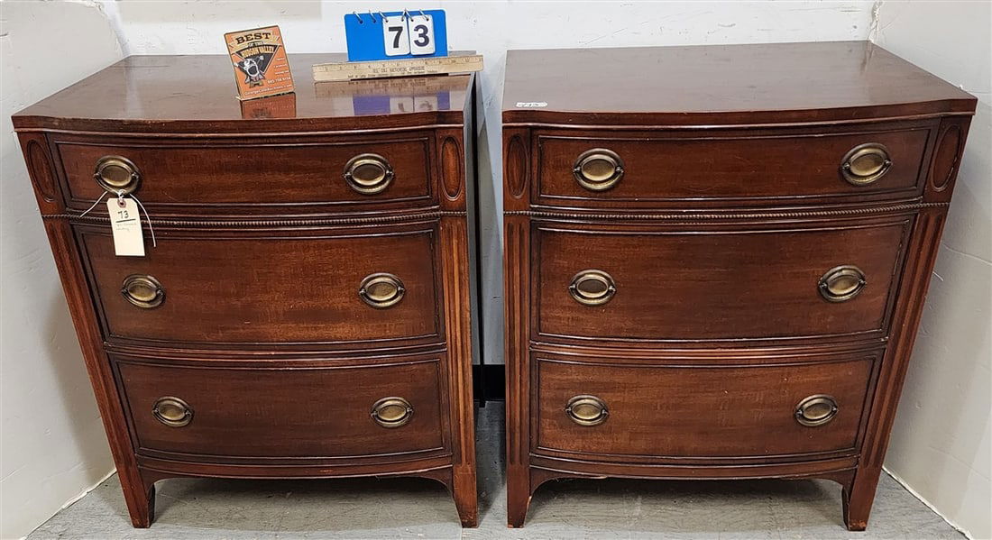 Pr. Drexel Mahog 3 Drawer Chests 33" H X 28 1/4" W X 21" D (1 of 4)