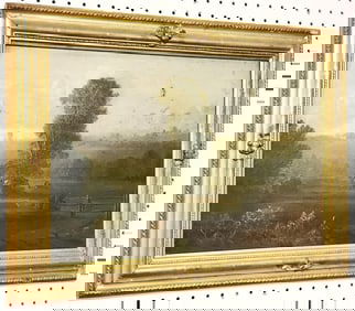 Framed 19th O/C Landscape Sgnd H.I. Brent 1851 14" X 20" w/Frame 18 1/2" X 24 1/2"