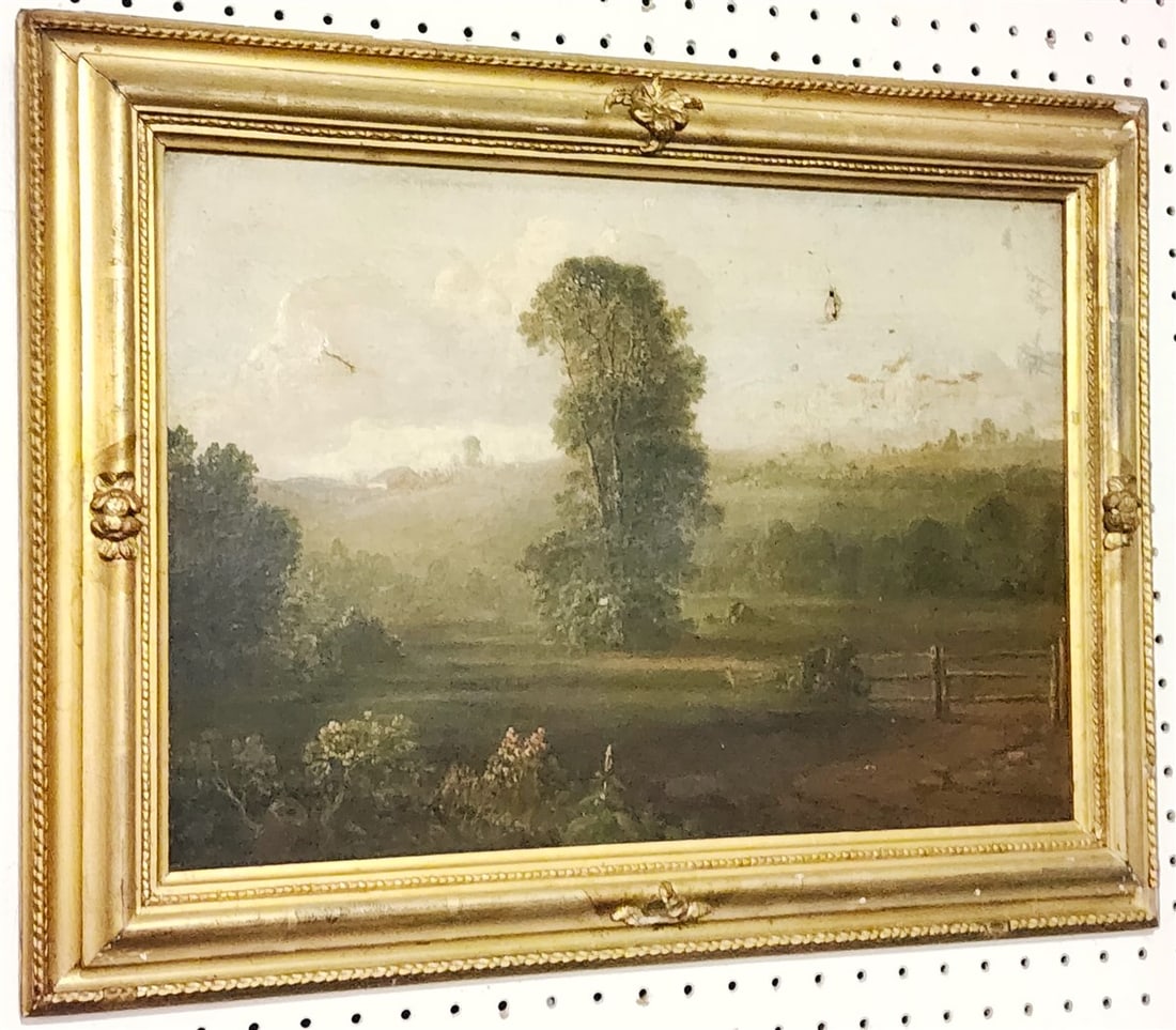 Framed 19th O/C Landscape Sgnd H.I. Brent 1851 14" X 20" w/Frame 18 1/2" X 24 1/2" (1 of 5)