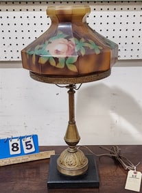 20's Reverse Ptd. Shade Table Lamp 23" H X 11 1/2" Diam.